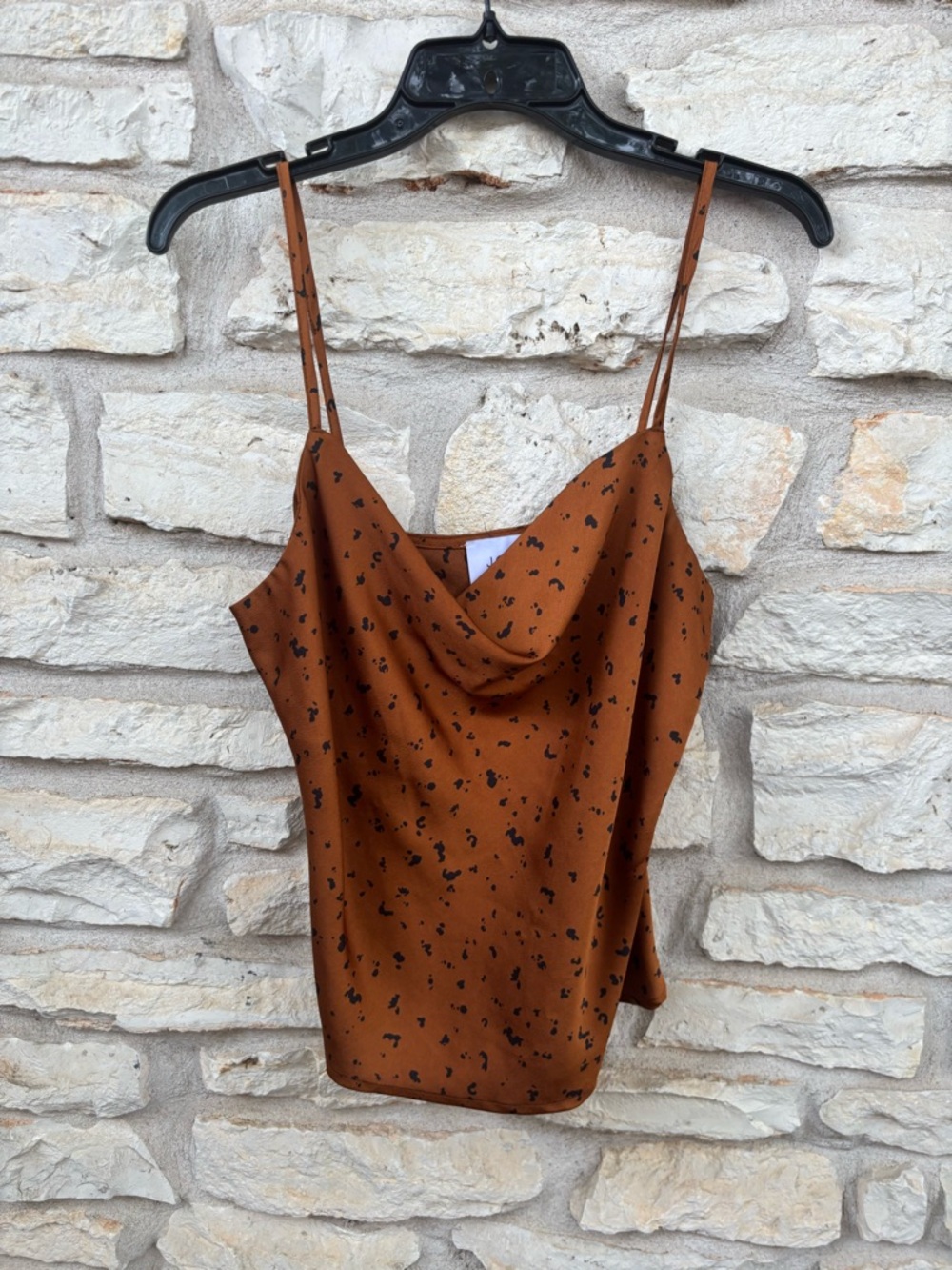 J.O.A Rust Brown Cowl Neck Spaghetti Strap Top